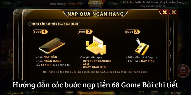 Hướng dẫn các bước nạp tiền 68 Game Bài chi tiết